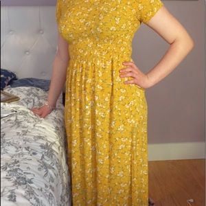 WORN ONCE yellow floral midi dress!!